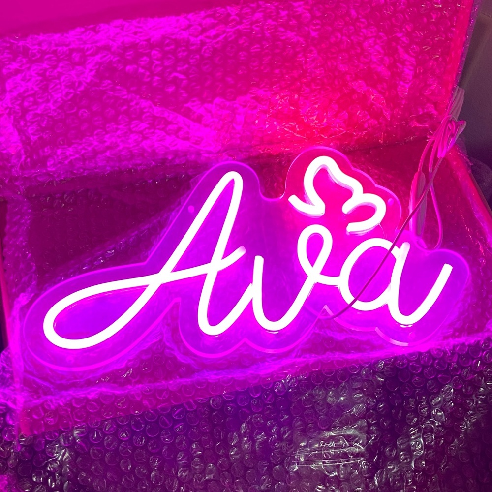 Vibrant Pink Neon Wall Art Sign (Ava)
